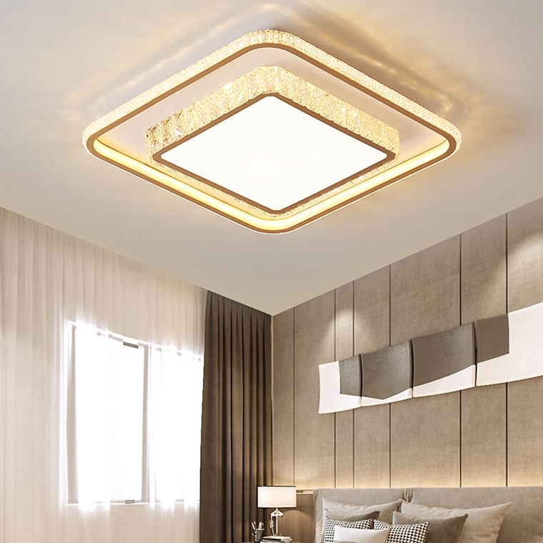 Geometric Flush Mount Contemporary Crystal Ceiling Light for Living Room