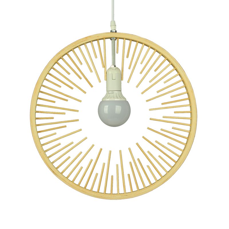 Iluminación colgante de madera redonda de bambú 1 kit de lámpara colgante de bombillas para restaurante