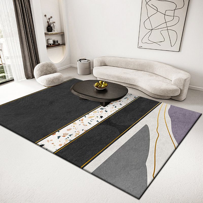 Light Modern Carpet Polyester Color Block Carpet Stain Resistant Carpet for Living Room