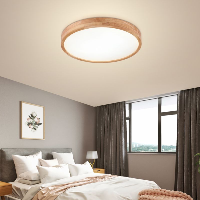 Plafonnier LED de forme ronde, moderne et Simple, en bois, 1 lumière, encastré, pour chambre à coucher