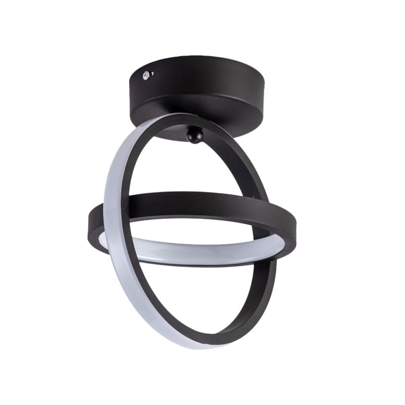 Lámpara de techo empotrada de pasillo LED de metal con luz empotrada de doble bucle simple en negro/dorado, luz cálida/blanca