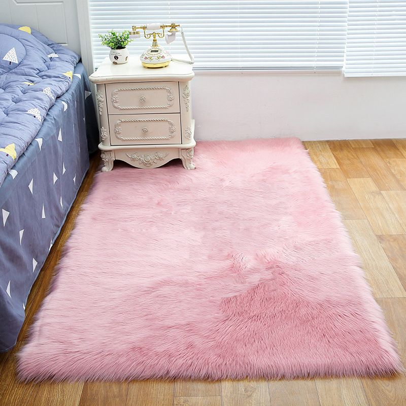 Shag Plain Rug Multi Color Simple Area Carpet Polypropylene Washable Anti-Slip Stain Resistant Rug for Room