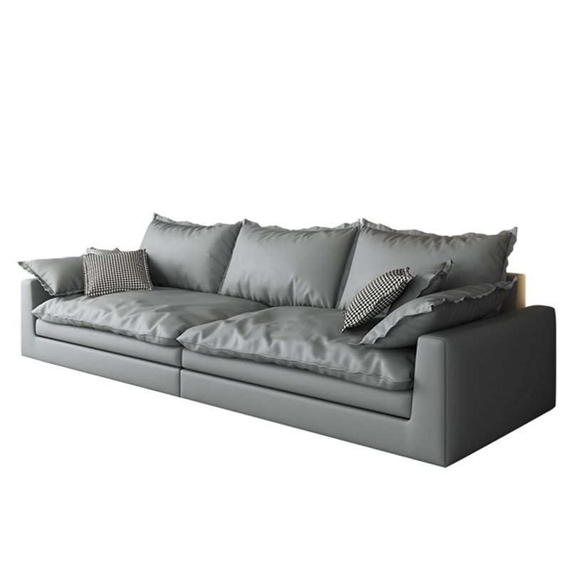29.53" H Faux Leather Square Arm Modern Sofa with Cushions for Living Room