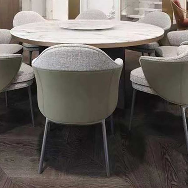Fabric Arm Chair Nordic Style Parsons Dining Chairs with Black Legs