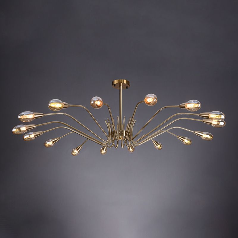 Lámpara de lámpara de lámpara de estilo posmoderno lámpara colgante de vidrio dorado para sala de estar