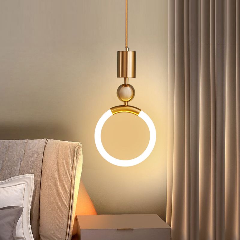 1-Licht-LED-Kreis Hängnisbeleuchtung Gold Pendelleuchte Lichtkit für Schlafzimmer