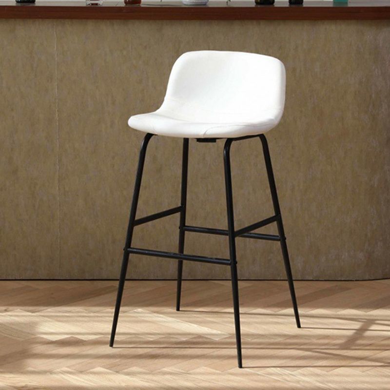 Faux Leather Dining Stools Industrial Bar Stools with Black Metal Base