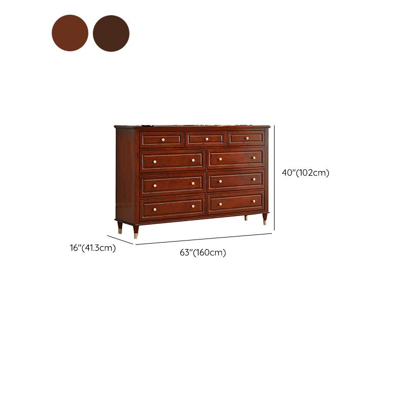Traditional Storage Chest Solid Wood Dresser with 3/4/6/7/9 Drawers
