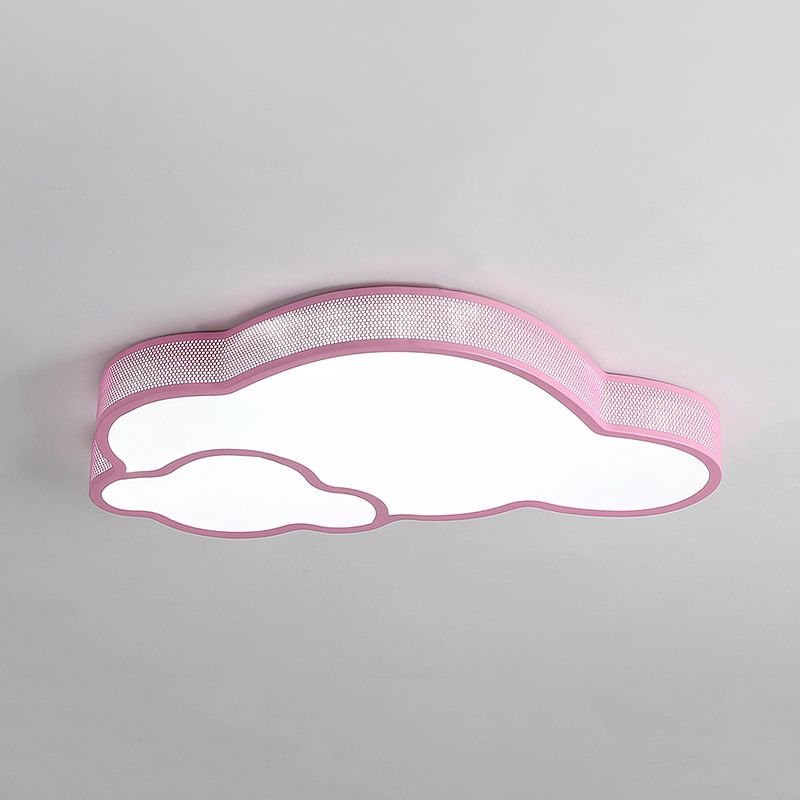 Macaron Flat Cloud Ceiling Mount Light Metal Acrylic LED Ceiling Lamp for Baby Girls Bedroom