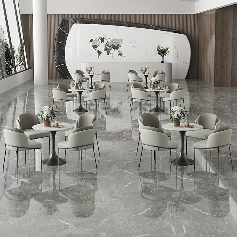 Metal Traditional Luxury Round Table with Tulip Base Sintered Stone Dining Table for Home