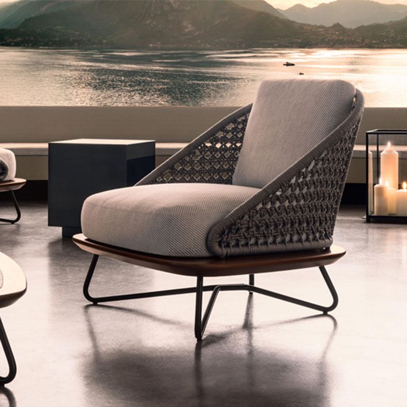 Industrial Metal Frame Outdoor Sofa UV Resistant Patio Sofa with Cushion