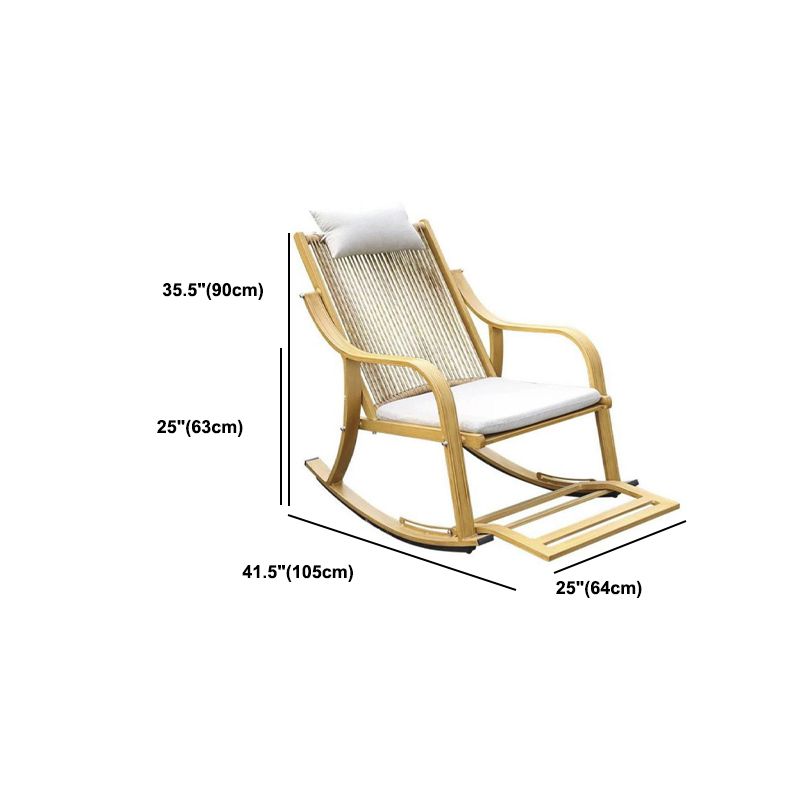 Rattan Natural Rocker Chair Modern Spindle Rocking Chair 25.2" x 41.3" x 35.4" for Outdoor