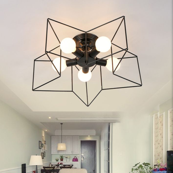 Flush Mount Ceiling Fixture Modern Flush Ceiling Lights in Black for Dining Room