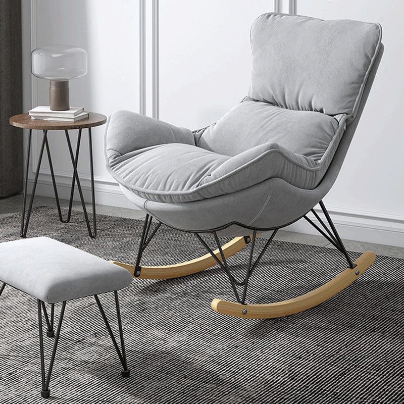 Simple Faux Leather Rocker Chair Plain Rocking Chair with Removable Cushions