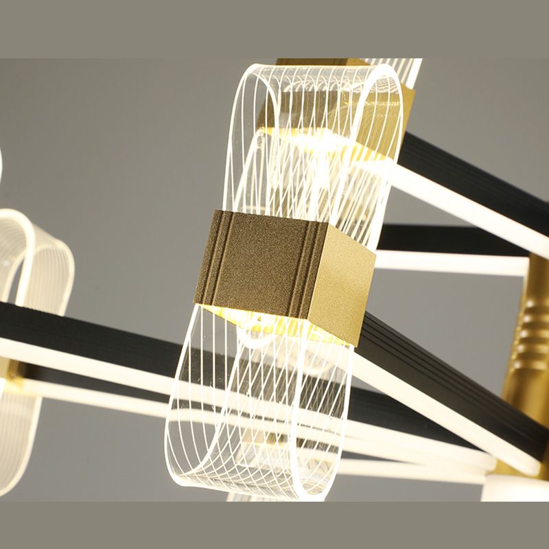 Modern LED Hanging Chandelier Clear Acrylic Shade for Living Room Dining Room