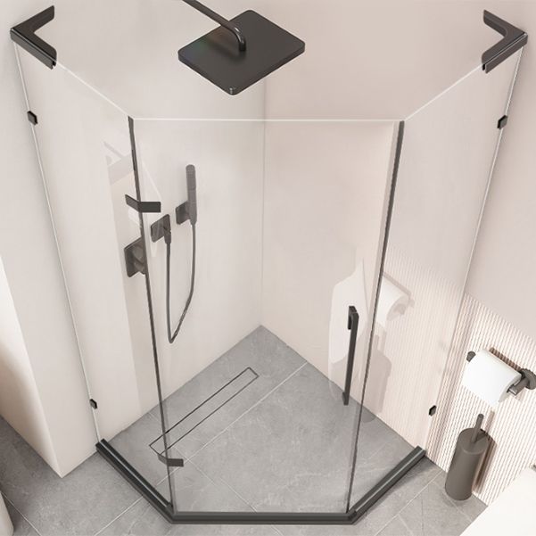 Black Semi Frameless Glass Shower Door Hinged Shower Bath Door