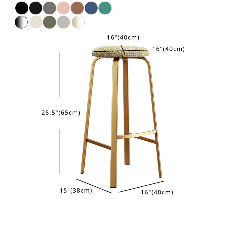 Footrest Upholstered Armless Bar Stool Matte Finish Backless Home Stool