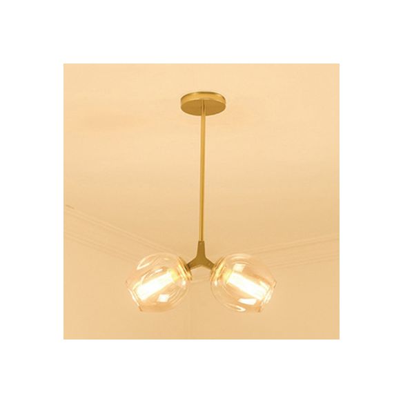 Blase Schatten Kronleuchter Leuchte zeitgenössische klare Glas 2/4 Lichter Schwarz/goldener Deckenleuchte