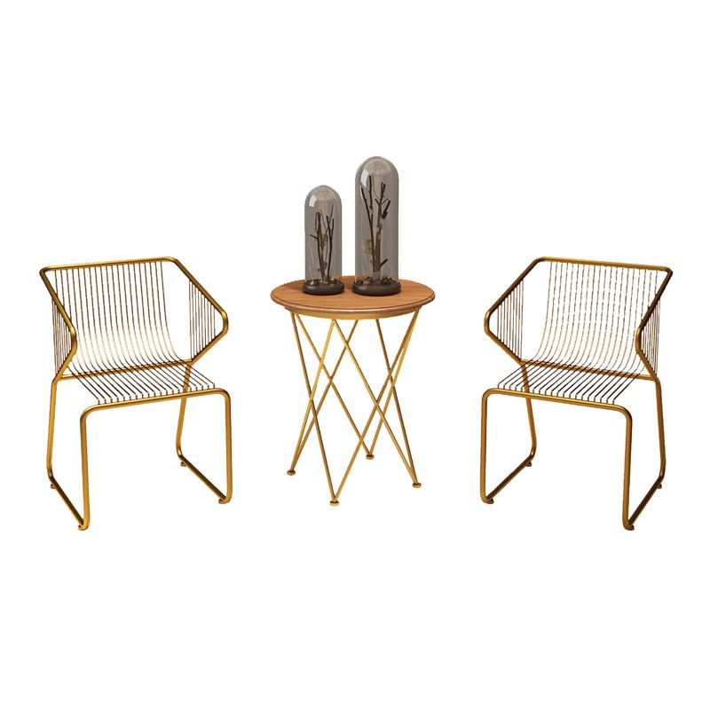 Slat Back Arm Chair Contemporary Style Metal Kitchen Dining Chair