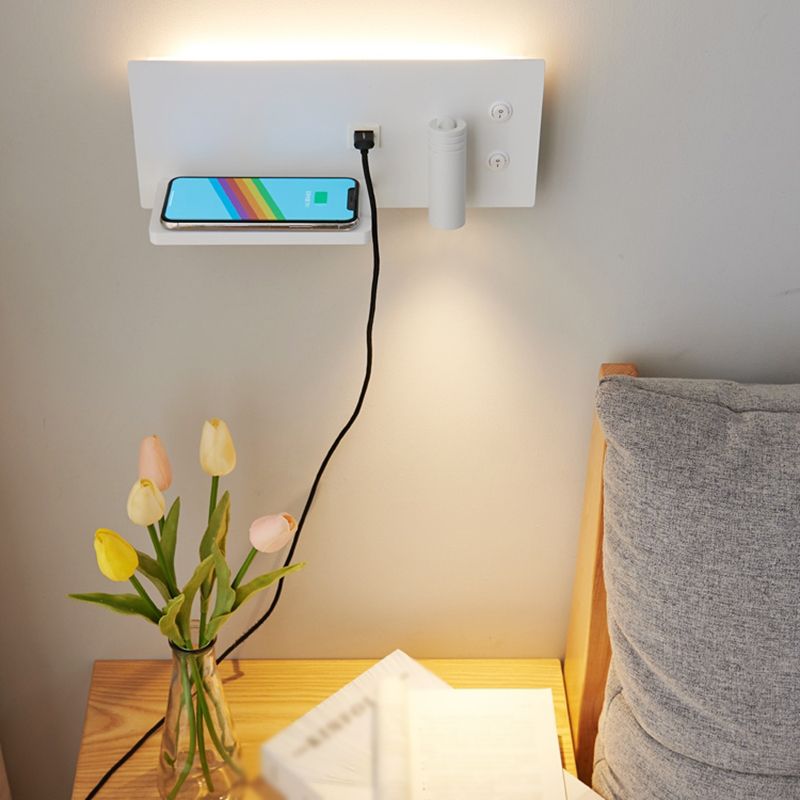 2 Lights Square Reading Wall Lighting Modern Style Metal Wall Mounted Light Fixture