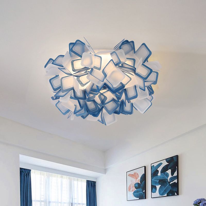 Plafonnier sinueux Art déco avec abat-jour en acrylique, éclairage encastré pour chambre à coucher