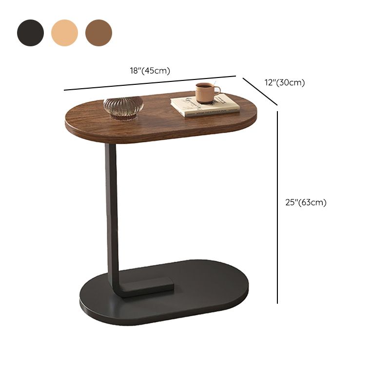 24.8" Tall C-shape End Table Wooden Accent Side Table for Living Room