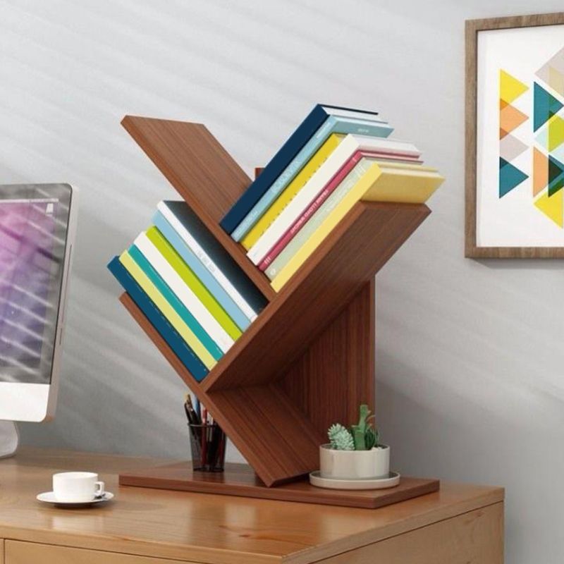 Closed Back Contemporary Style Bookshelf Wood Bookcase for Home
