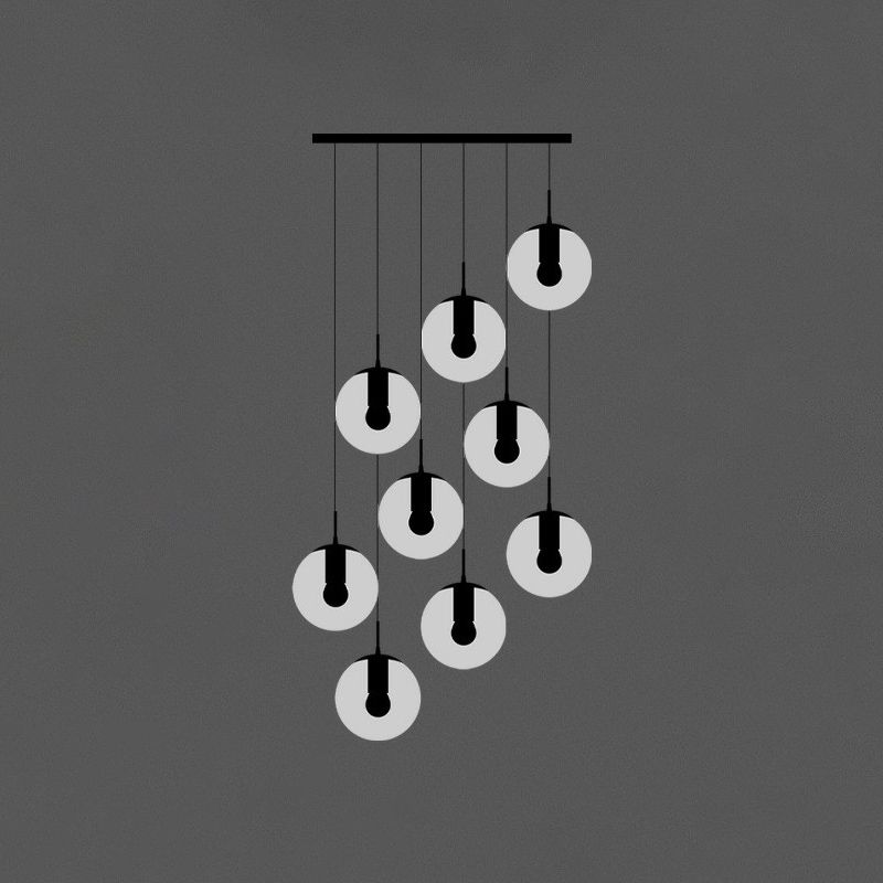 Black Globe Pendelleuchte einfache Cremeglas Multiple hängende Licht für Treppen
