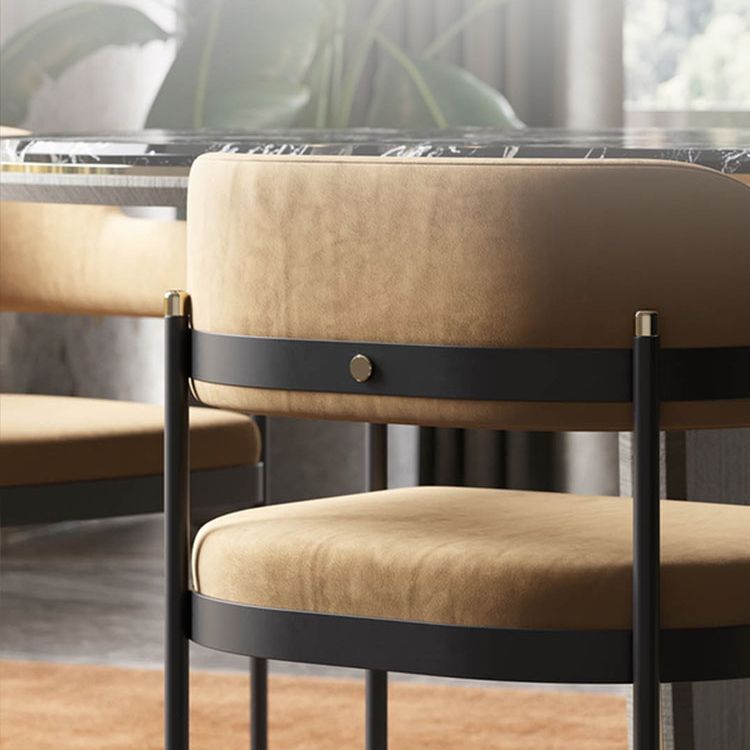 Contemporary Kitchen Dining Chair Upholstered Black Legs Arm Chair