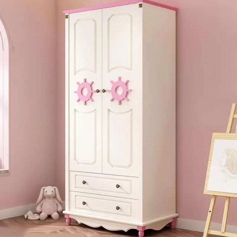 Coastal Hinged Door Storage Cabinet with Drawers Manufactured Wood Matte Finish Cabinet