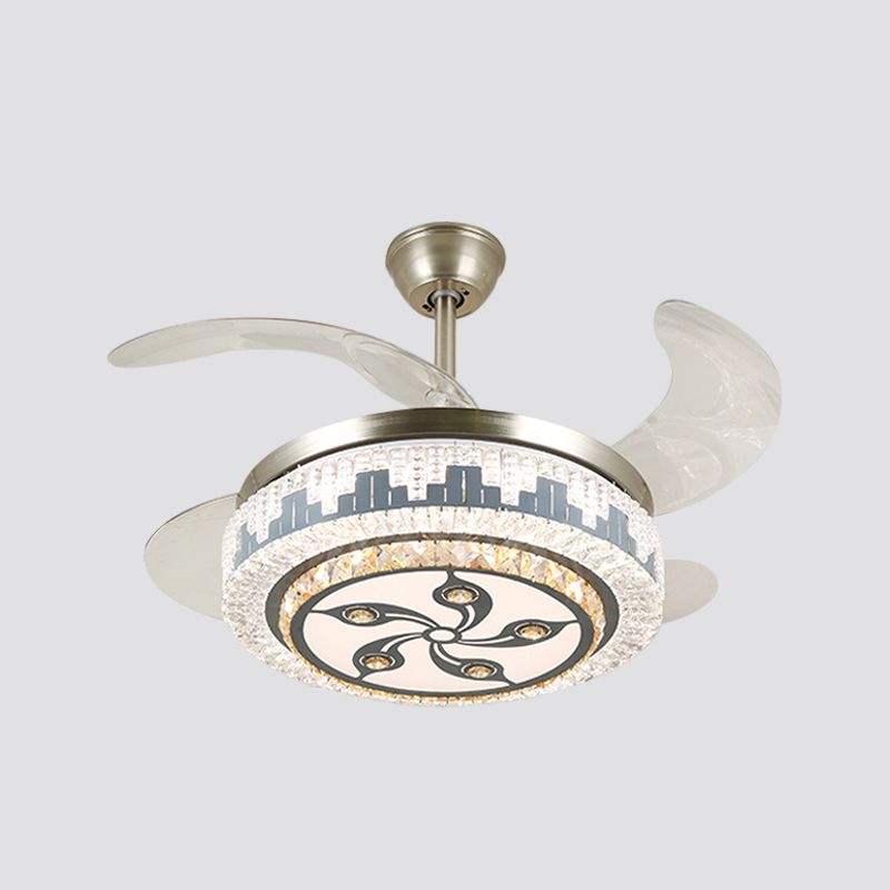 Geschichtete Esszimmer Hängende Lüfterleuchte leichte kristall 19 "breite LED Moderne Semi -Flush Deckenlampe, 4 Klingen