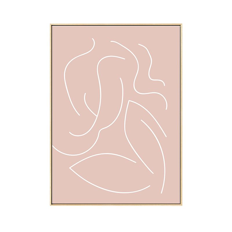 Pink Nude Woman Wall Art Line Drawing Minimalistic Bedroom Canvas Print for Room