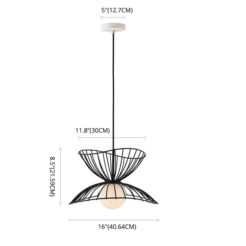 Nordic Minimalist Creative Open Cage Pendant Light Metal Suspension Light for Dining Table