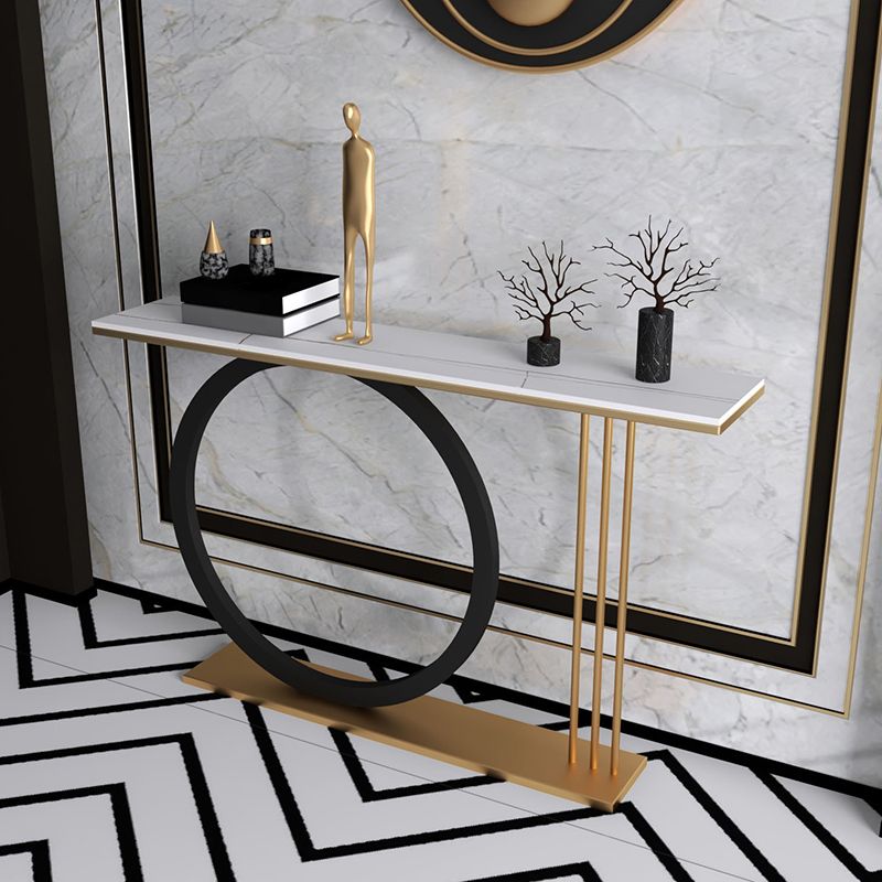 31.5-inch Tall Modern Console Table Stone Accent Table with Shelf