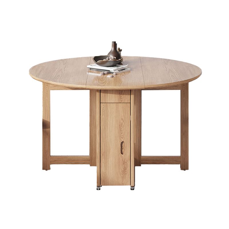 Simplicity Style Round Solid Wood Dining Site Table with Drop-Leaf