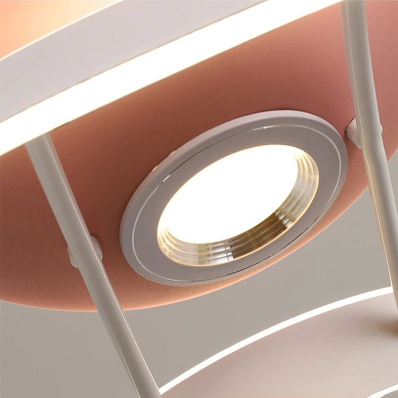 Wooden LED Fan Pendant in Kids Creative Style Iron Airplane Hanging Lamp with Acrylic Shade