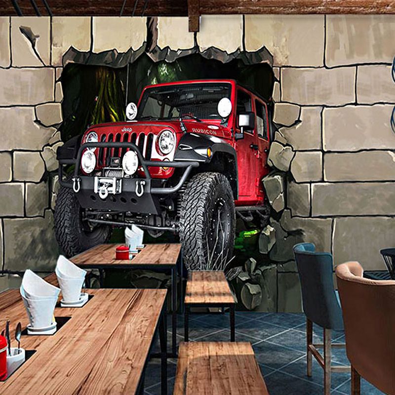 Illustration 3D Car Mural Extra Large Wall Art for Bar, Personalized Size Available