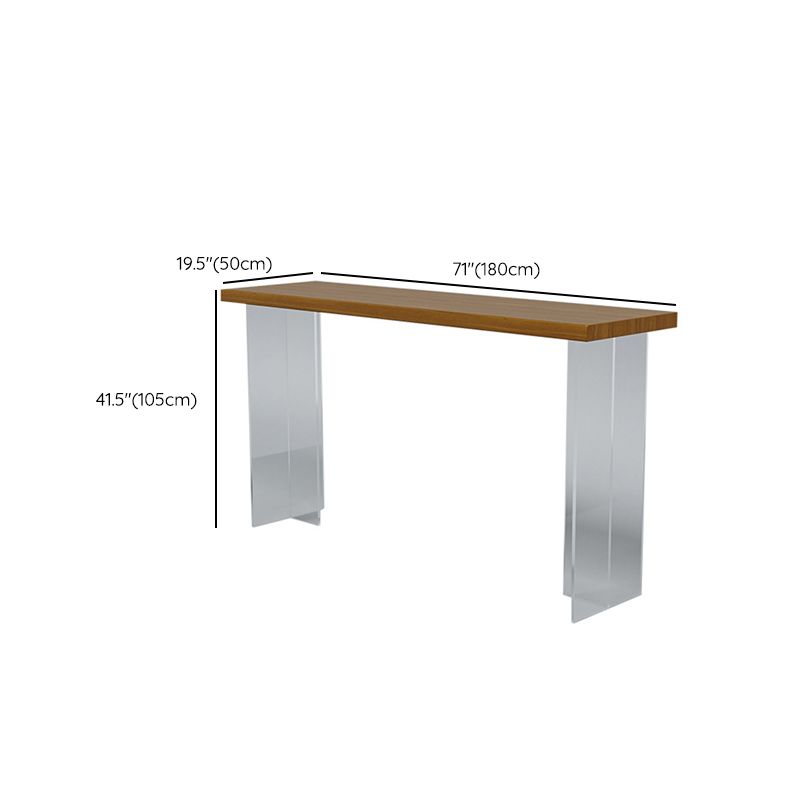 Brown Rectangle Bar Height Table Modern Solid Wood Bar Dining Table