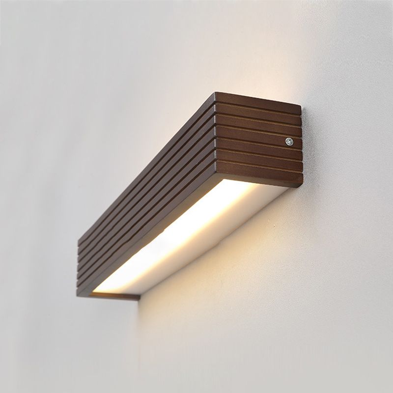 Sfonde da parete in legno in legno lineare moderno a 1 luci di illuminazione da parete a specchio in marrone