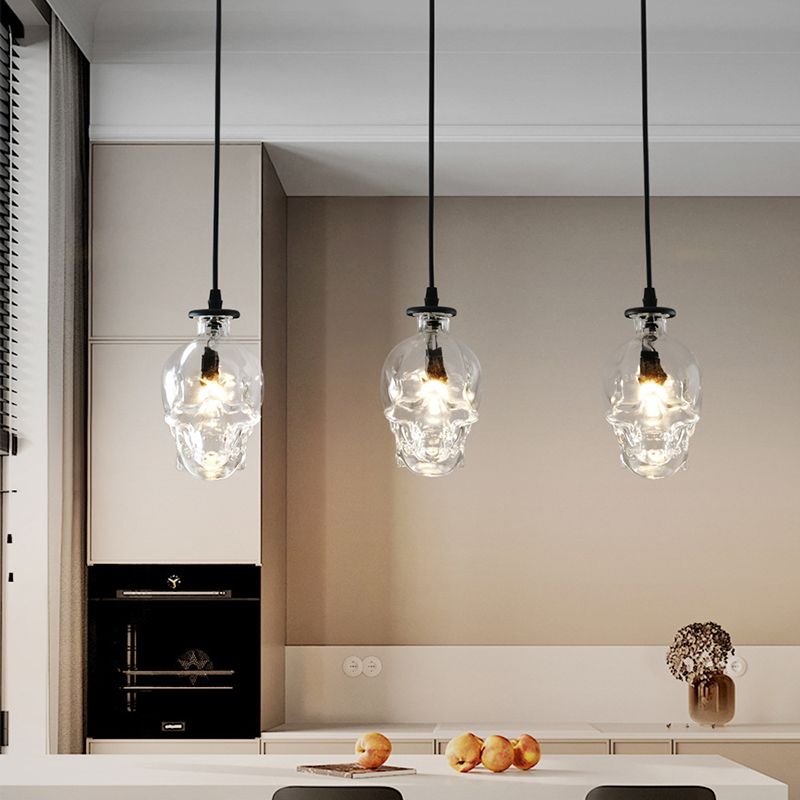 Lampada sospesa nera in vetro in stile creativo industriale Luce a sospensione geometrica per sala da pranzo