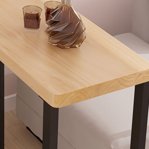 Rectangle Solid Wood Pub Table 3-shelf Pedestal Bar Height Bistro Table in Natural