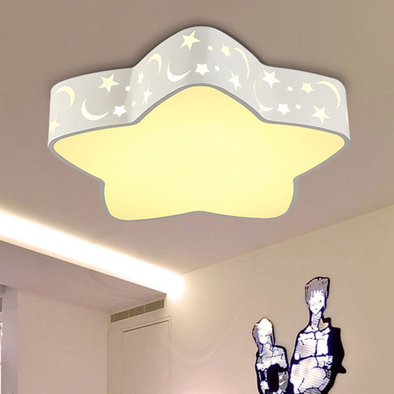 Modern Etched Star Ceiling Mount Light Acrylique Blanc LED Ceiling Lamp for Kid Bedroom