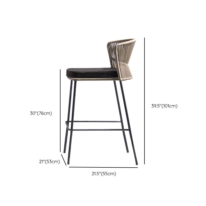 Industrial Bar Stool Upholstered Backrest Counter Stool for Dining Room