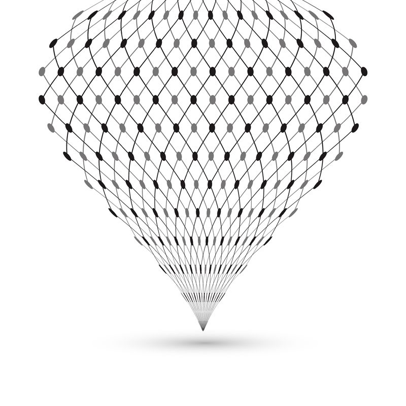 Net Hot Air Balloon Murals Contemporary Smooth Wall Decoration in Black on White