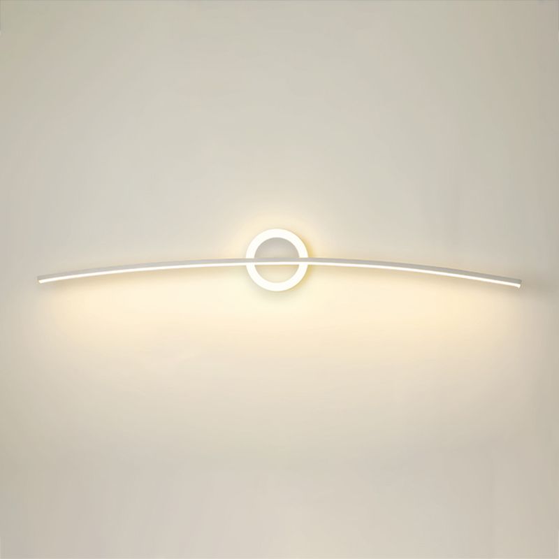 Linear Shade Metal Wall Sconce Modern Style Single Light Wall Mount Light in White