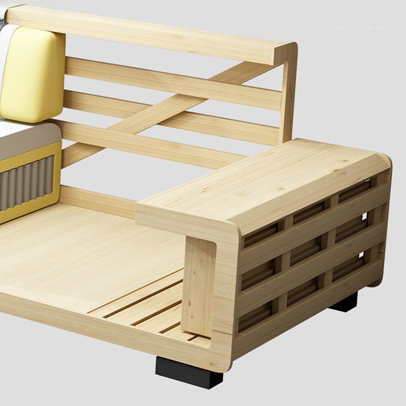 Faux Leather Sofa & Chaise with Pillows Modern U Sofa in Gray - 29.53" H