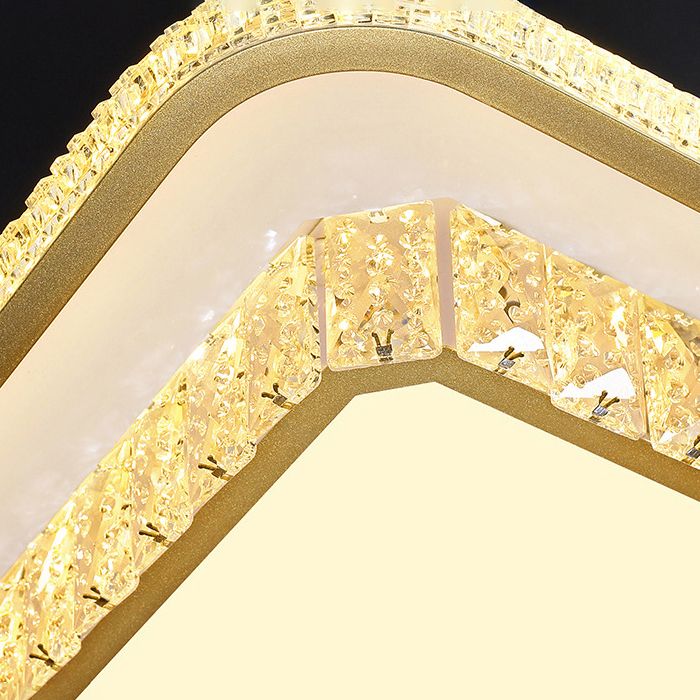 Geometry Shape Crystal Ceiling Lamp Modern Acrylic 2 Lights Flush Mount for Living Room