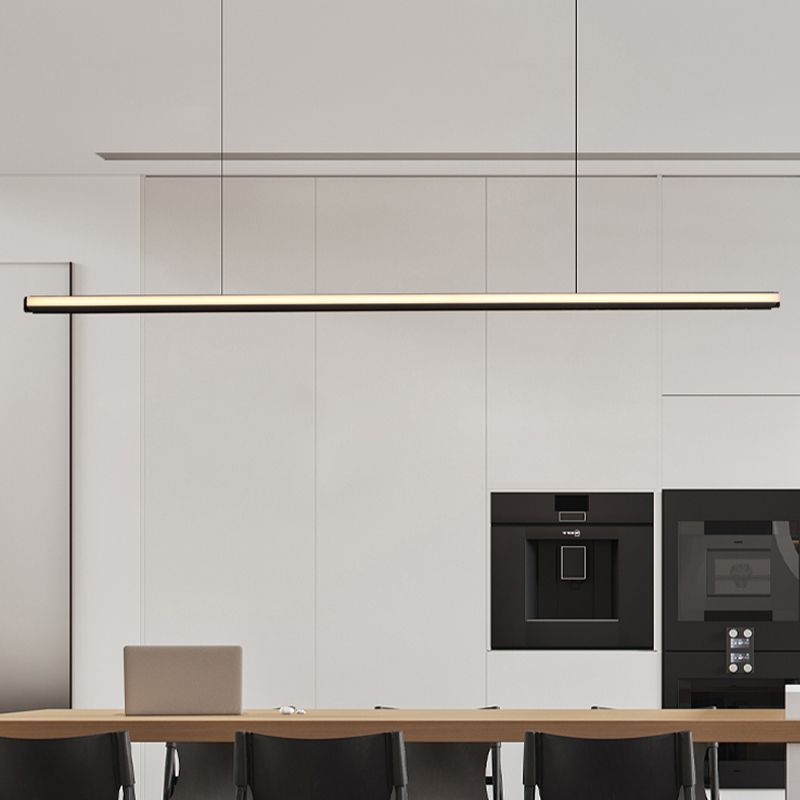 Modern LED Hanging Light Linear Metal Island Light Fixture for Dining Room