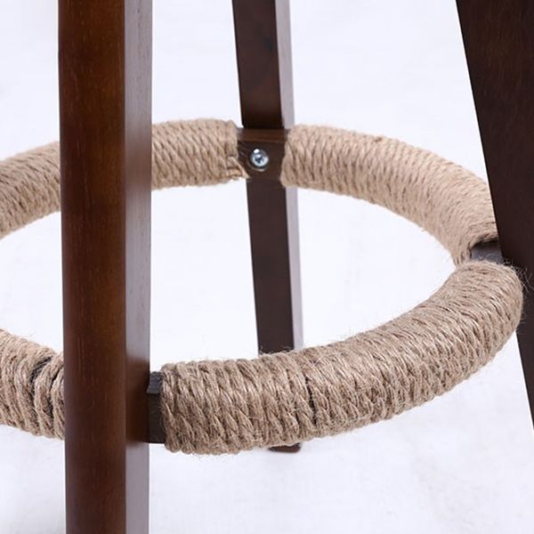 Modern Rotatable Backrest Counter Stool Wood Cafe Bar Stool with Leather Cushion