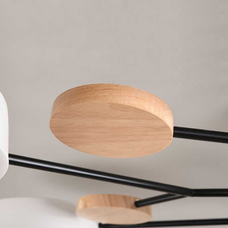 4-Heads Round Semi Flush Mount Light Modern Style Metal Led Flush Light